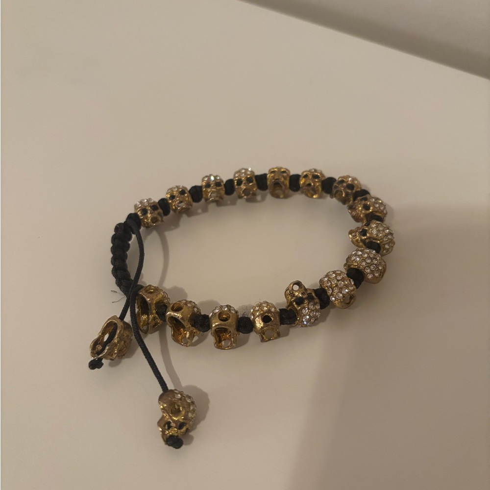 Gold and Black Skull Beaded Bracelet